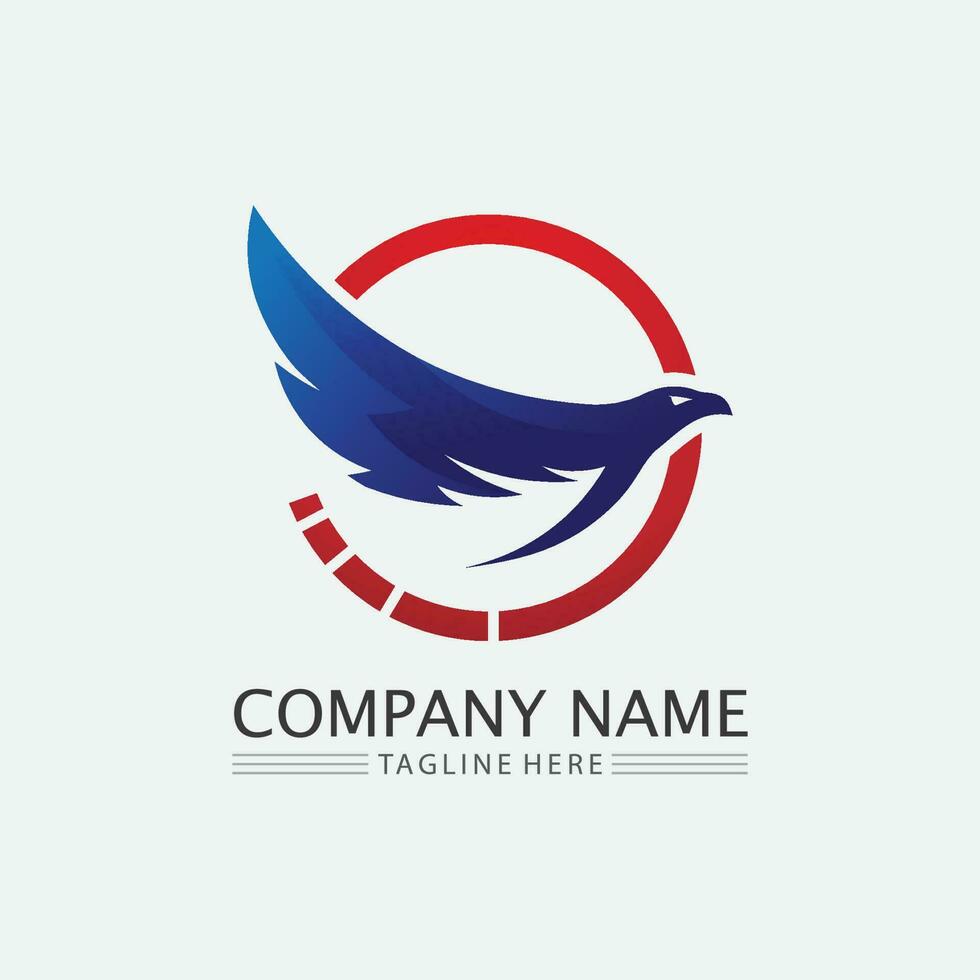 Birds and swallow dove logo design and vector animal wings and flying bird