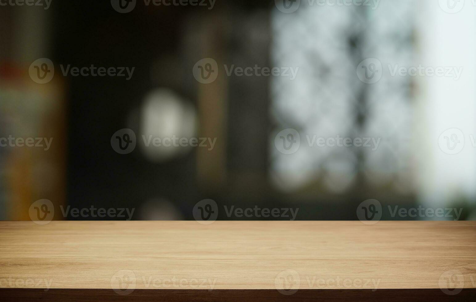 Empty wood table top and blur of out door garden background Empty wooden table space for text marketing promotion. blank wood table copy space for background photo