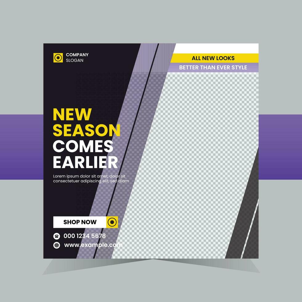 New Season Sale Social Media Post Template. Square Size. Fully Editable. vector