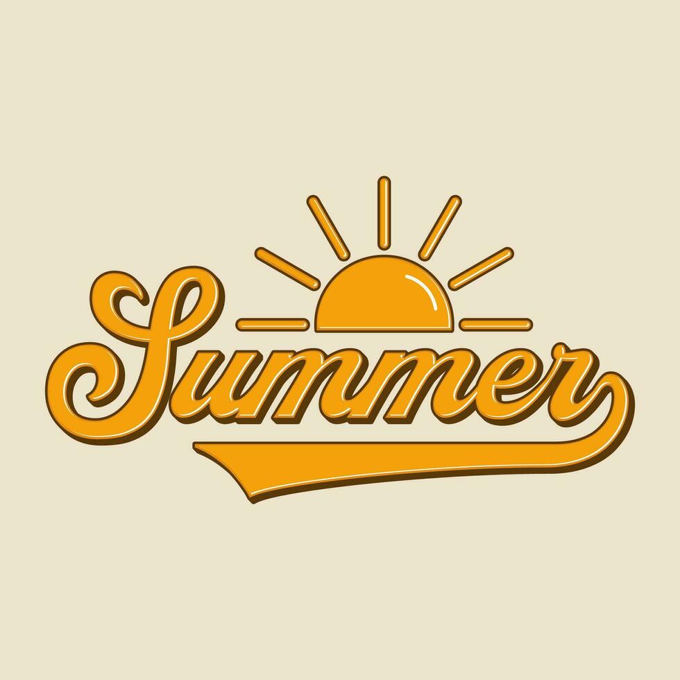Summer typography with sunset vintage style for t shirt design, cover or etc. vector