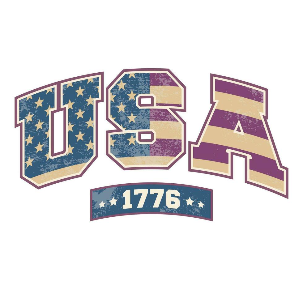 Usa flag in text 1776 symbol logo vector illustration