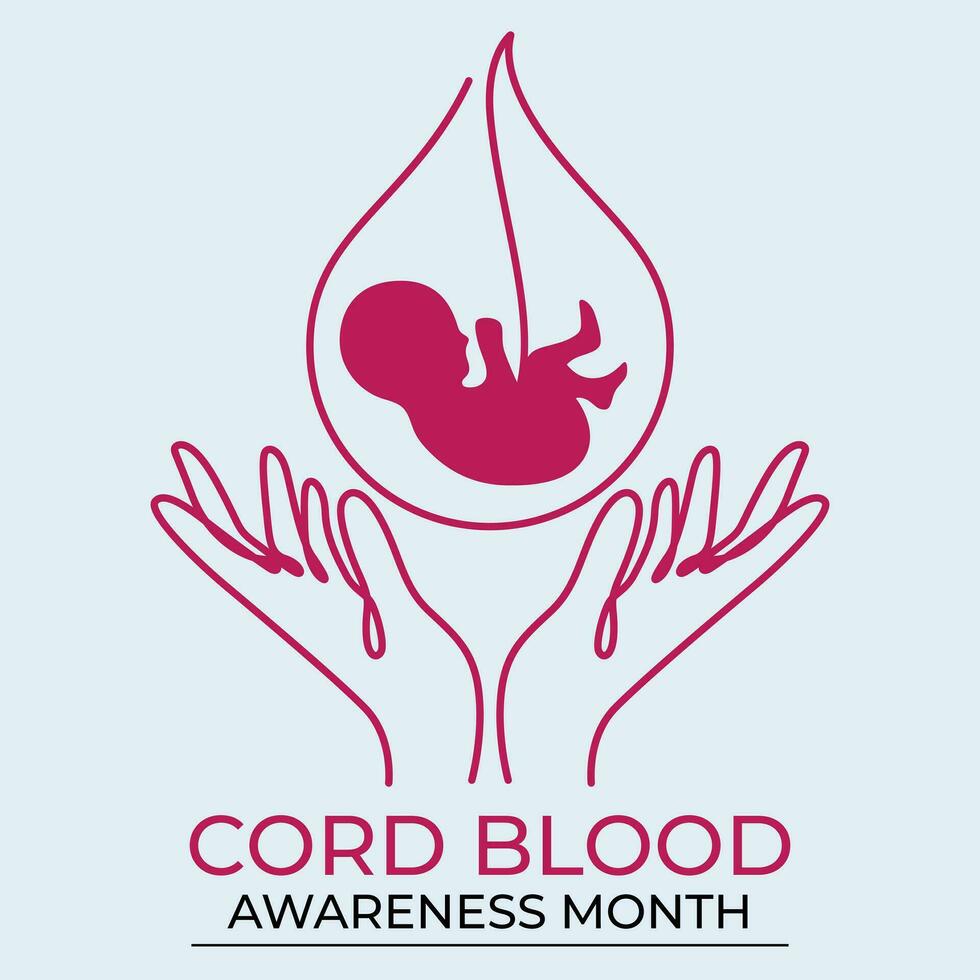 cord blood awareness month design template for celebration. cord blood illustration. cord blood placenta illustration. vector