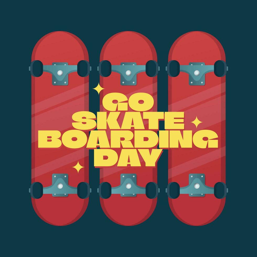 go skateboarding day. go skate day. skateboard vector design. flat skateboard vector design. skateboard image.