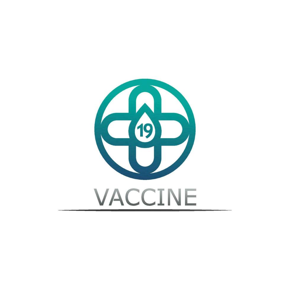 Vaccin logo medical vector antibiotic vaccination virus vaccine, design and illustration for health care