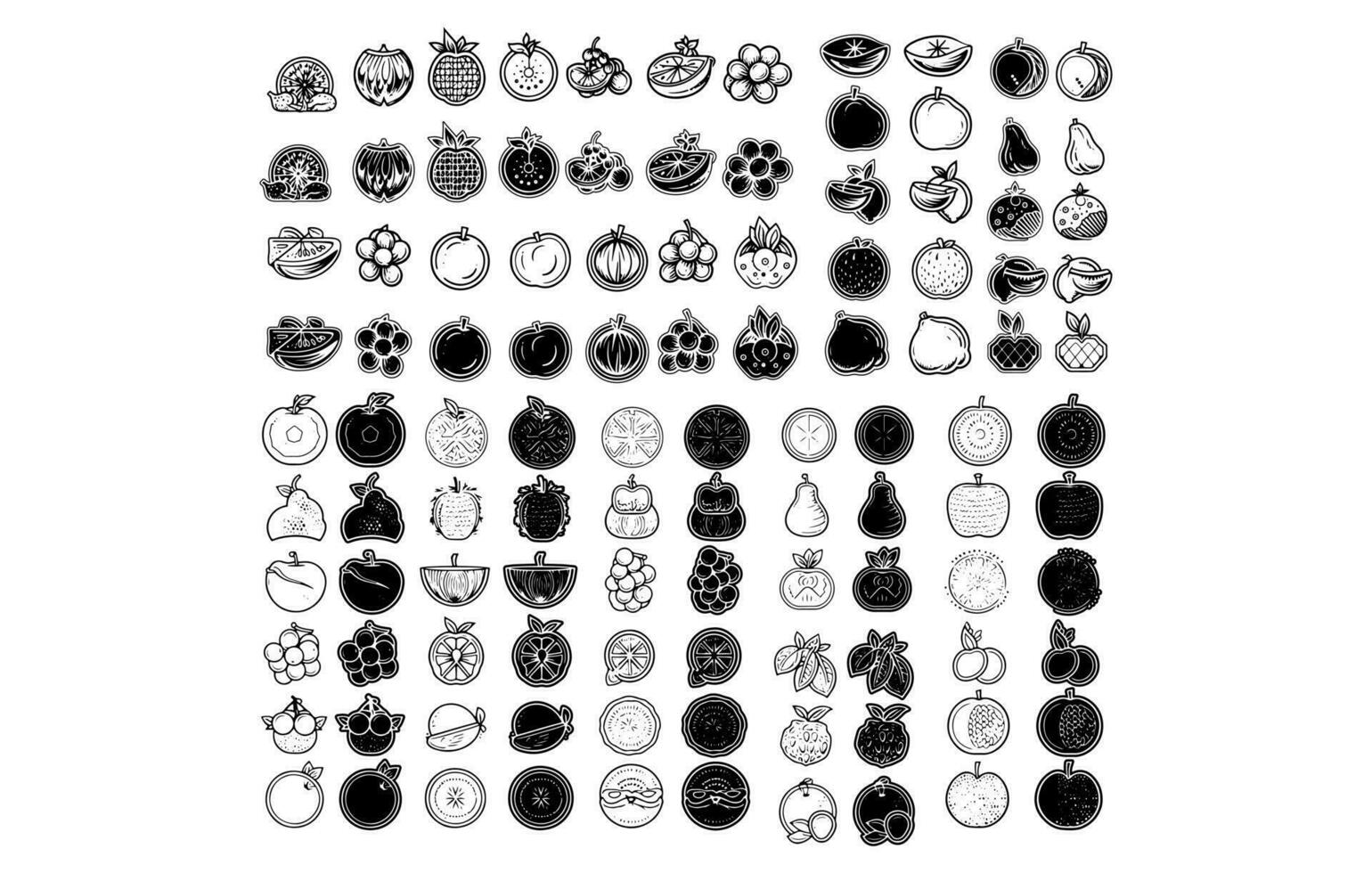 Simple Set of Fruits Related Vector Line Icons,Fruit icon collection - vector illustration,
