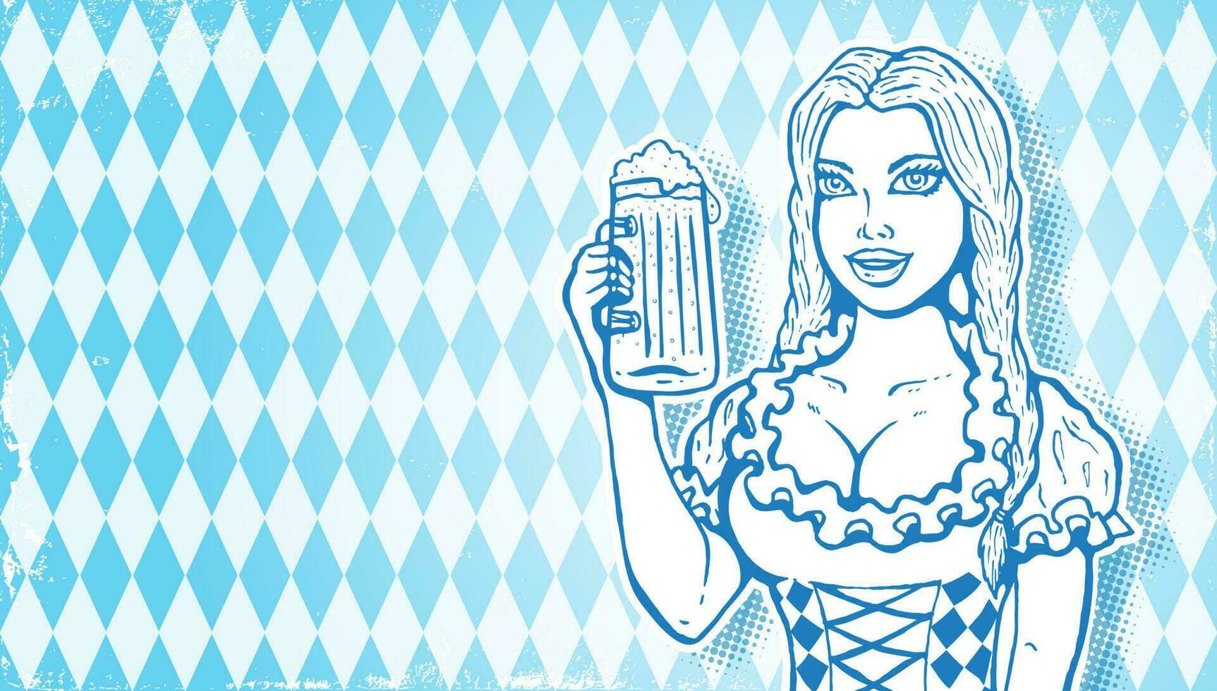 Vector Oktoberfest girl with beer