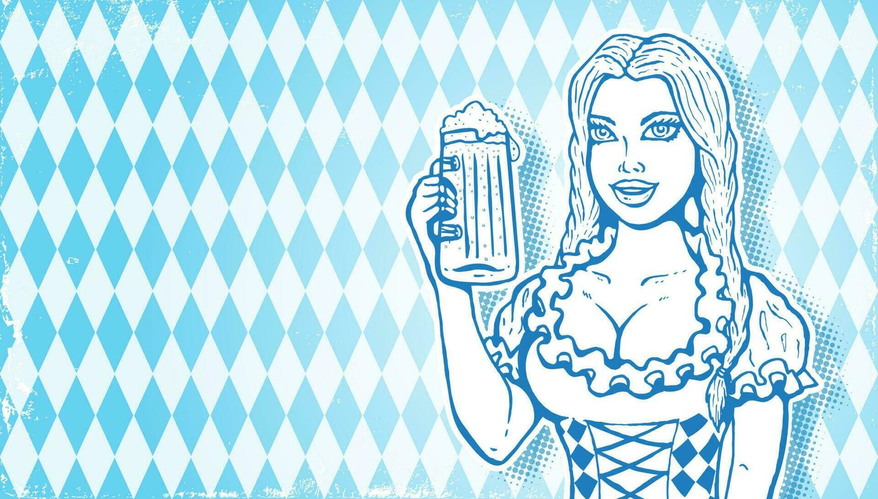 vector Oktoberfest niña con cerveza