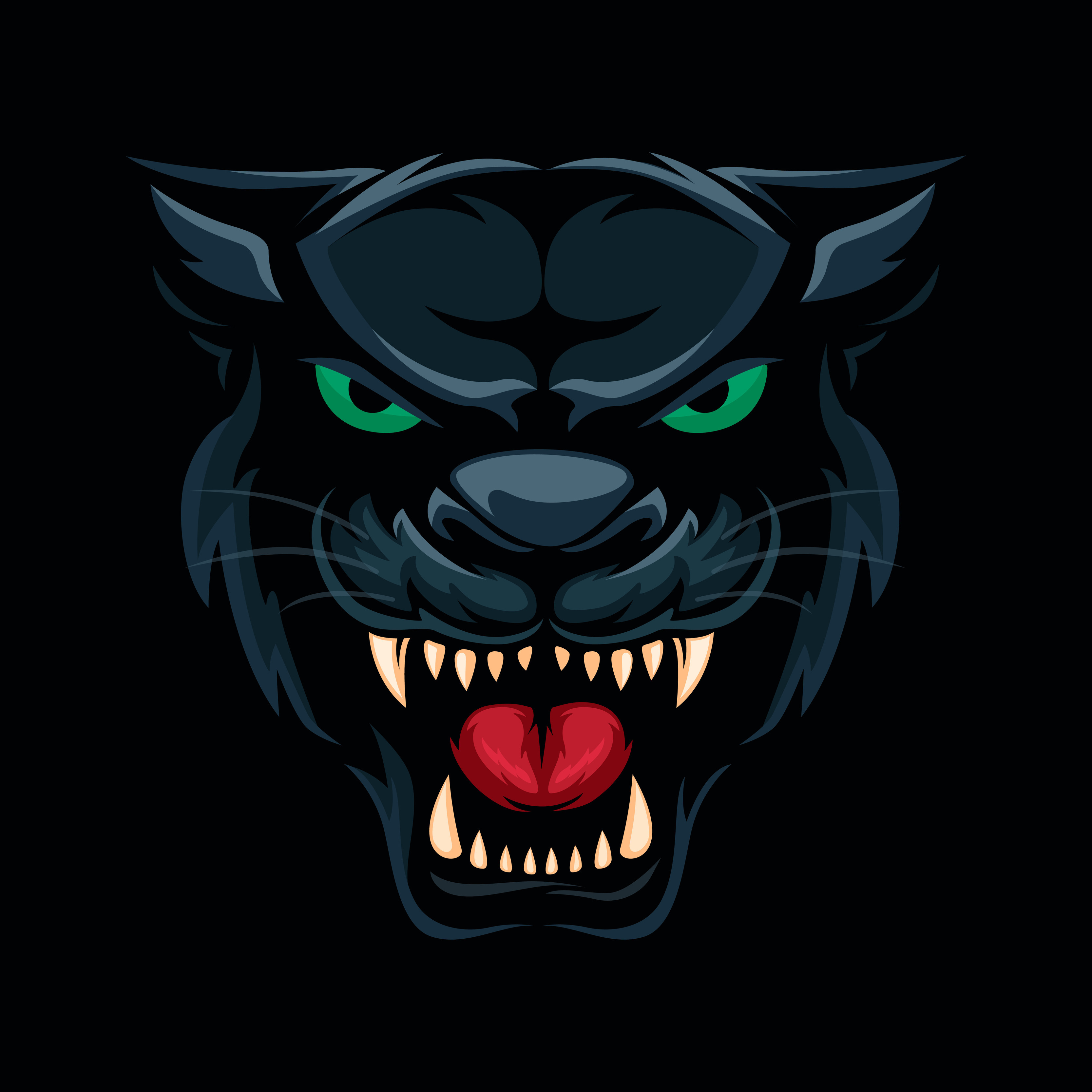 Black Panther Beast Animal Head Mascot Logo Cartoon illustration vector