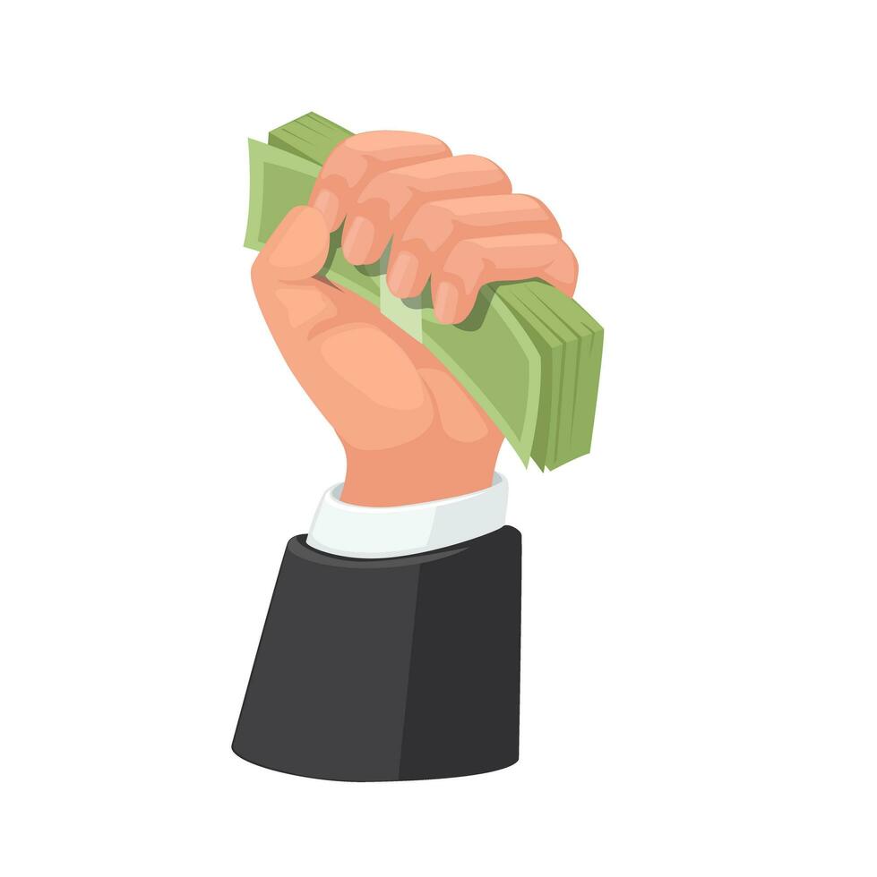 Hand Holding Money Business Metaphor Cartoon illustration Vector