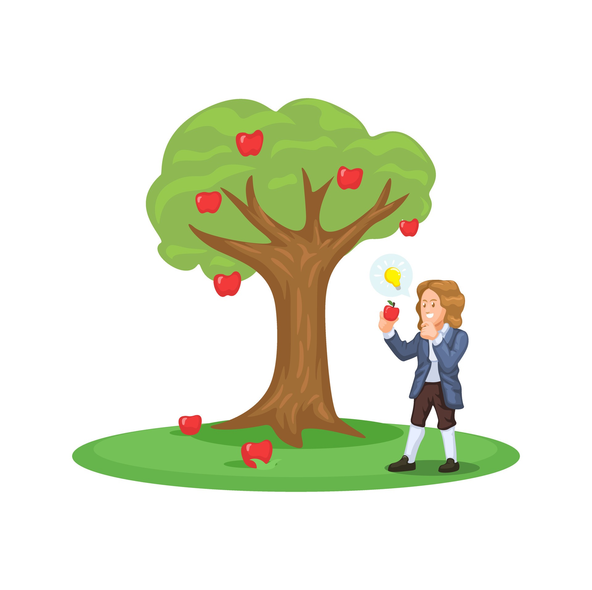 Isaac Newton junto a el manzana árbol. descubridor de el teoría de ...