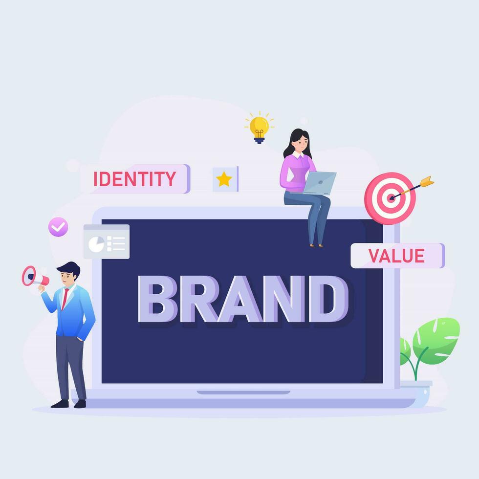 Build branding or brand awareness, marketing or advertising for company reputation. illustration vector concept.