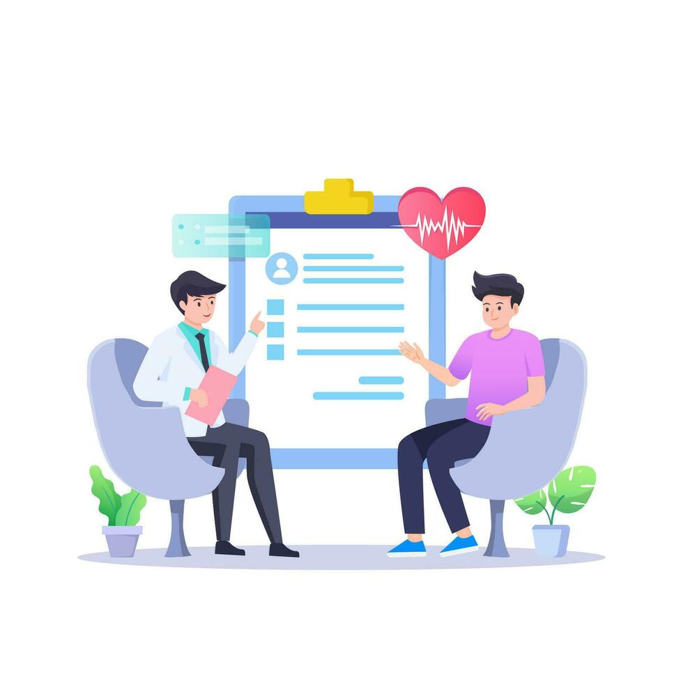 Medical consultation concept, The patients consult with a doctor. Medical services and consultation. Vector illustration