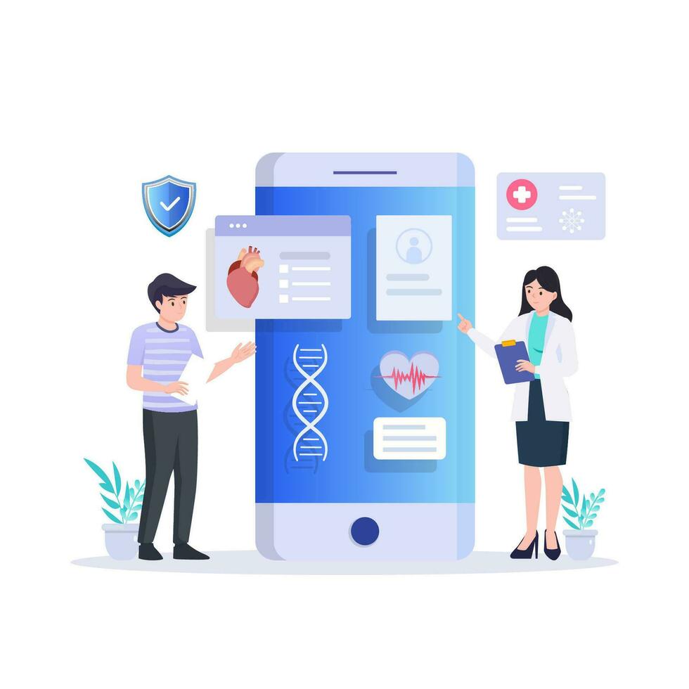 Medical consultation concept, The patients consult with a doctor. Medical services and consultation. Vector illustration