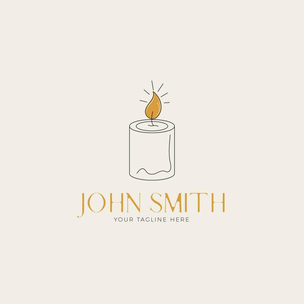 Candle line art floral logo, logo design, one line logo design vector