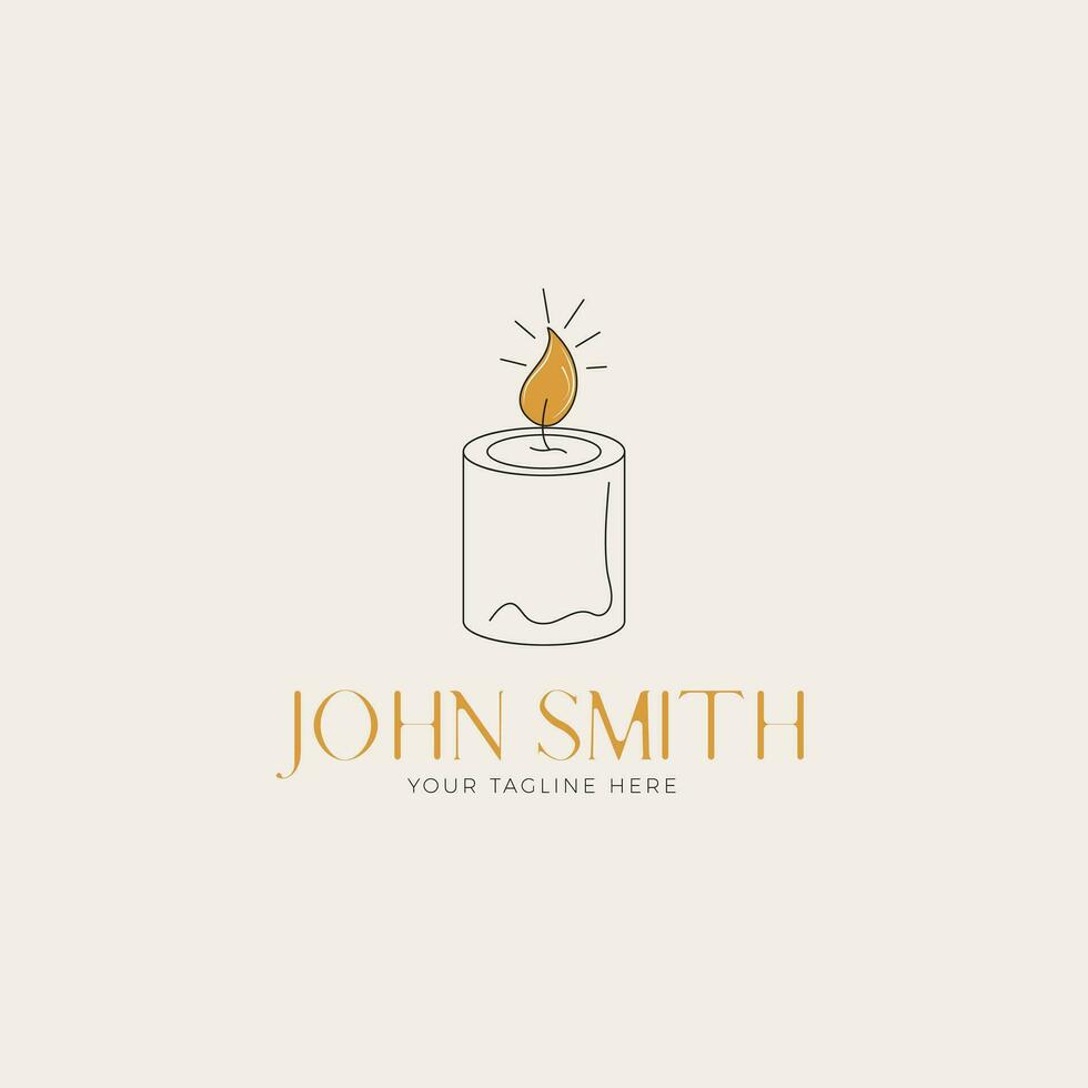 Candle line art floral logo, logo design, one line logo design vector