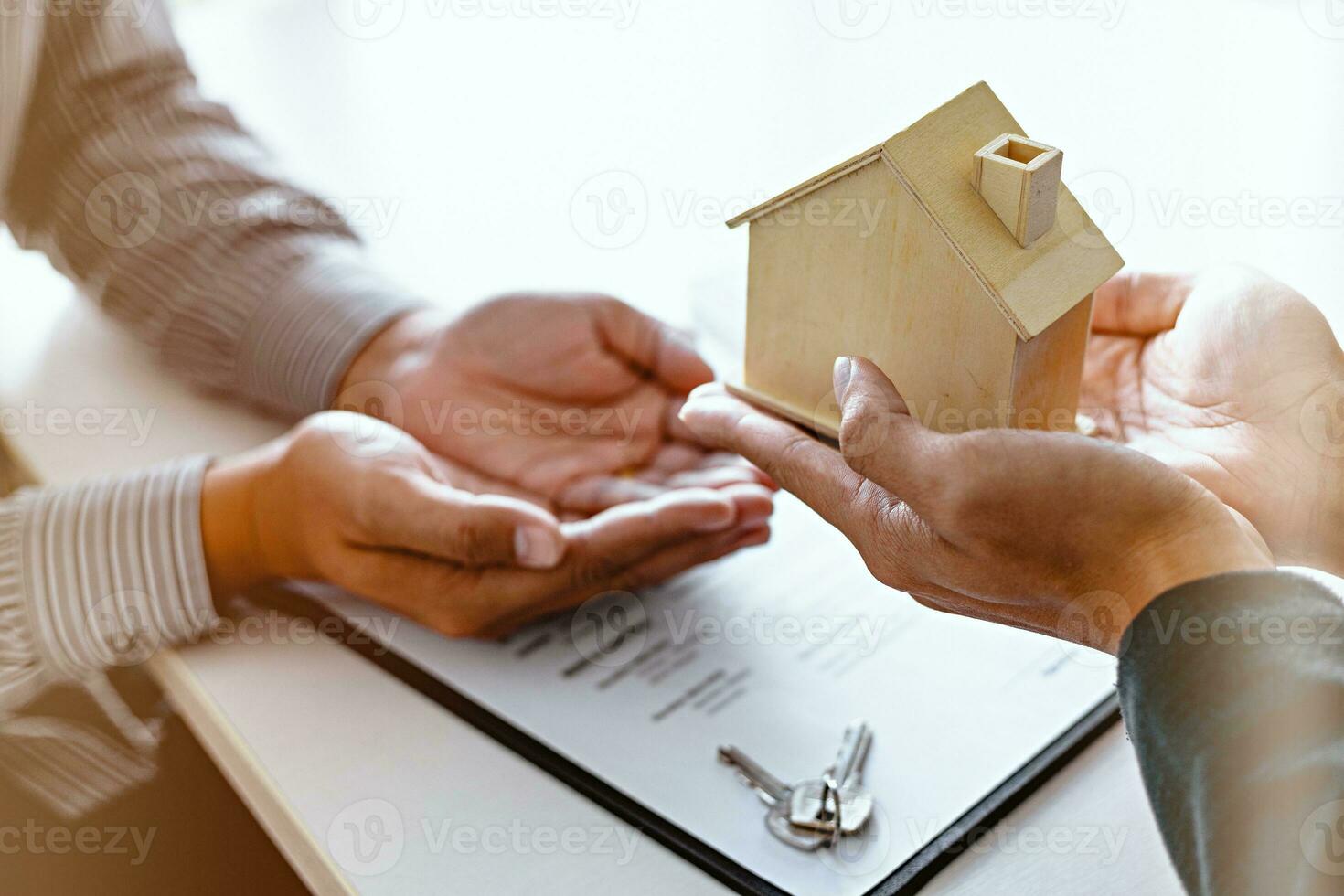 Business people signing contract making a deal with real estate agent Concept for consultant and home insurance concept. photo