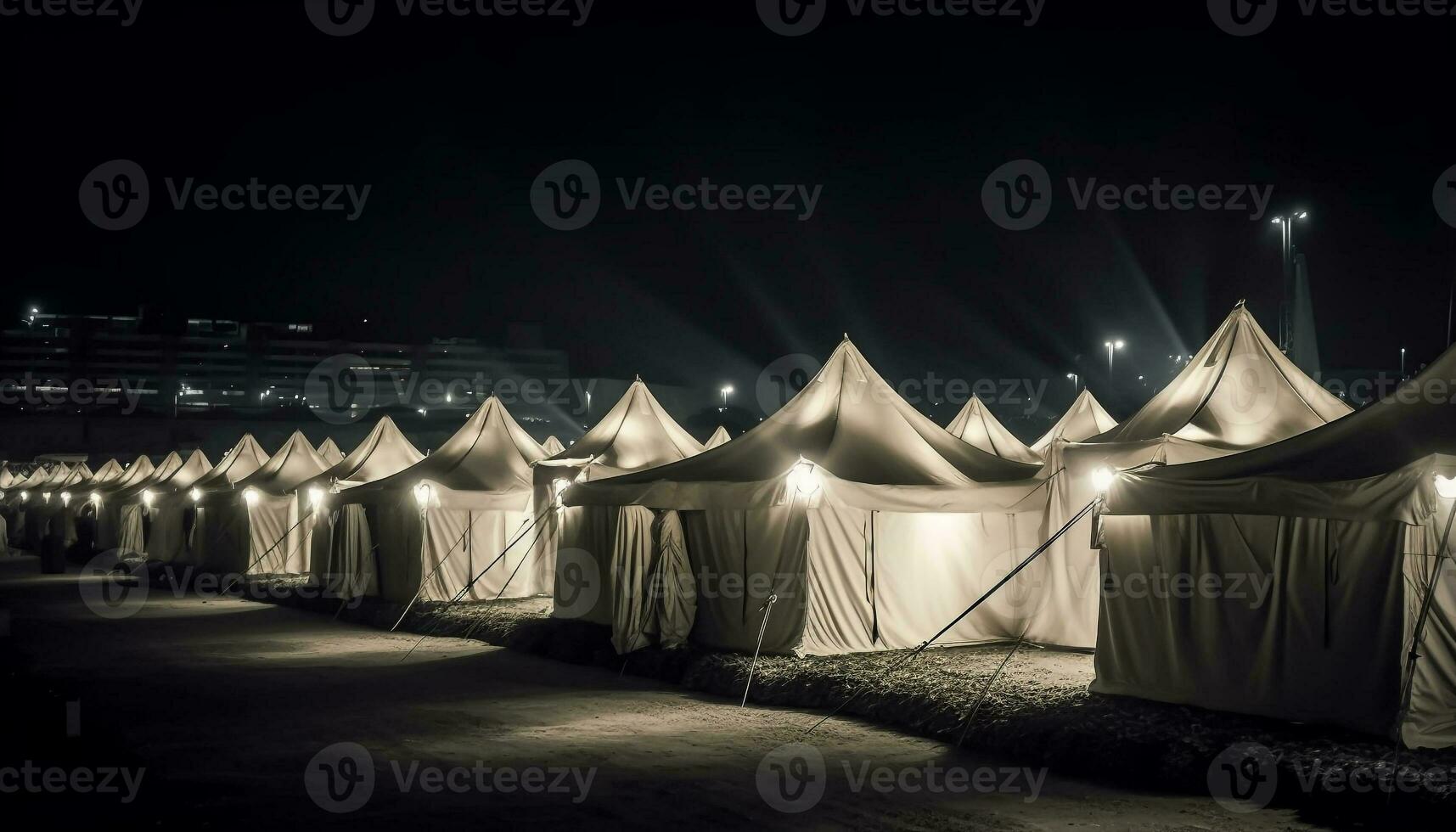 Glowing lanterns illuminate traditional festival celebration outdoors generated by AI photo
