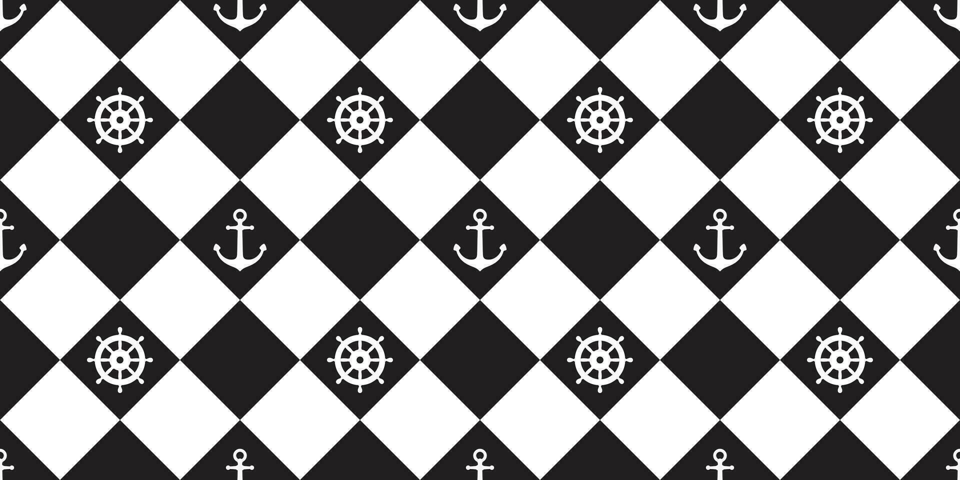 helm anchor seamless pattern vector checked maritime nautical boat sea ocean wallpaper isolated