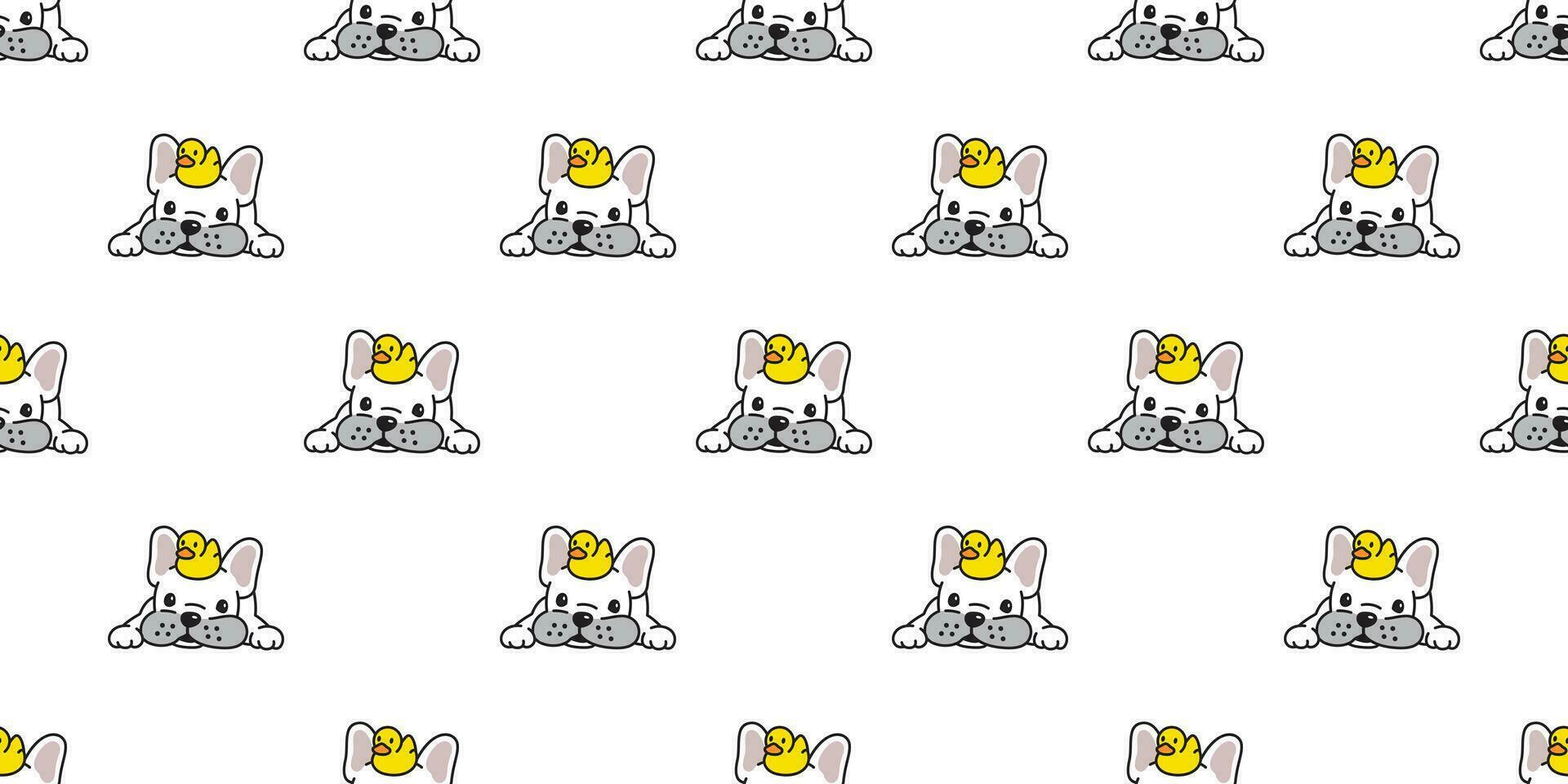 Dog seamless pattern french bulldog vector duck rubber scarf isolated repeat wallpaper cartoon tile background