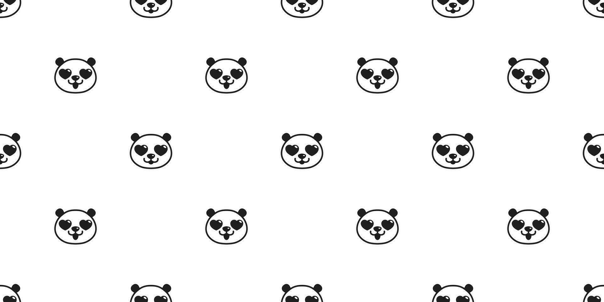 oso sin costura modelo panda vector corazón ojo enamorado polar oso bambú osito de peluche dibujos animados bufanda aislado loseta antecedentes repetir fondo de pantalla garabatear ilustración