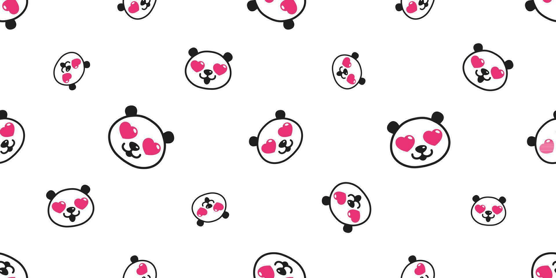 bear seamless pattern panda vector heart eye valentine polar bear bamboo teddy scarf isolated tile background cartoon repeat wallpaper doodle illustration