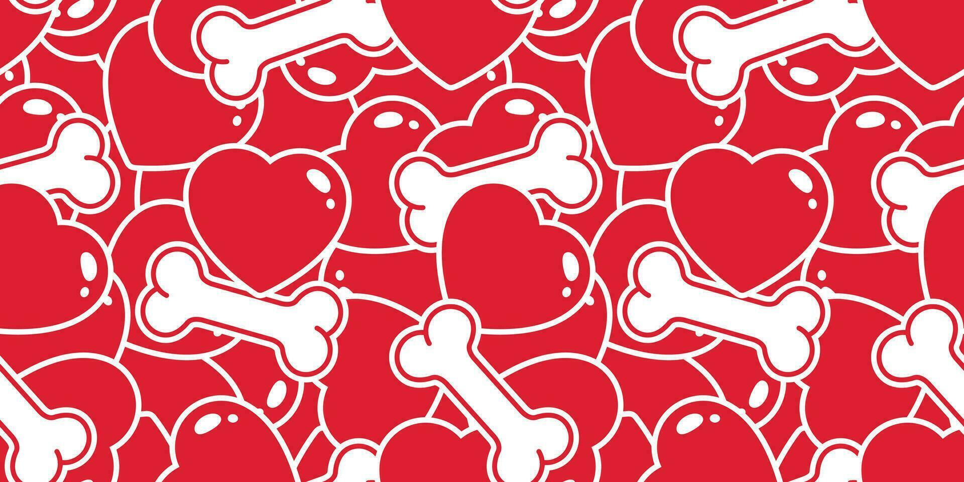 Heart seamless pattern bone vector dog valentine gift wrap paper tile background repeat wallpaper scarf isolated