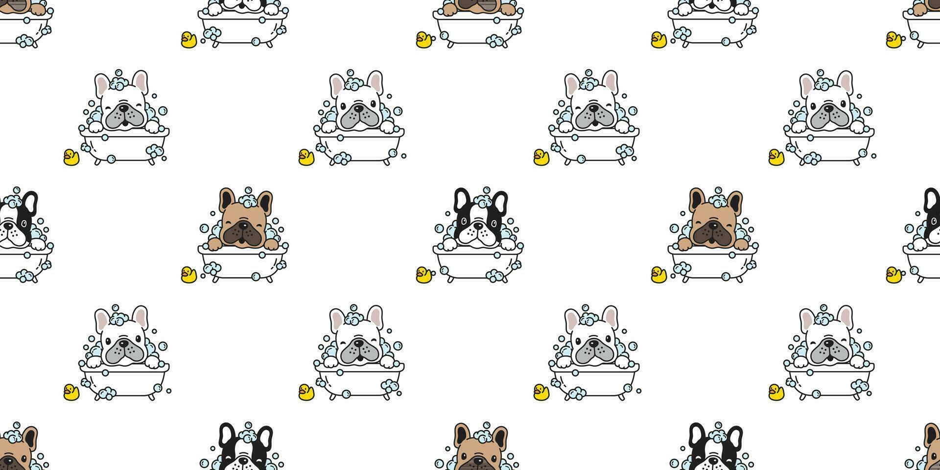 dog seamless pattern vector bath french bulldog shower cartoon scarf isolated tile background repeat wallpaper illustration