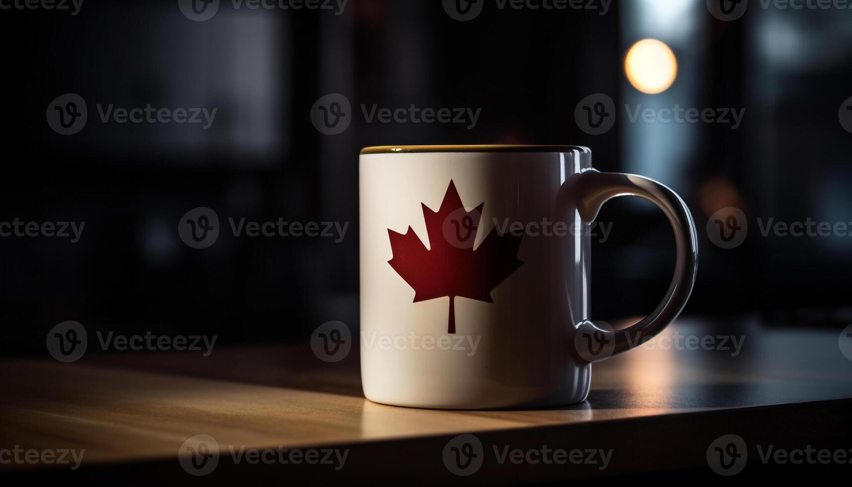 Fresh coffee in wooden cup on desk generated by AI photo