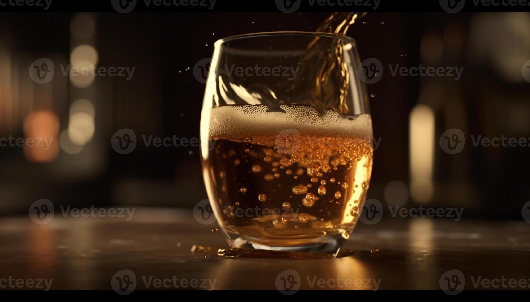 Fresh whiskey drop in transparent drinking glass generated by AI photo