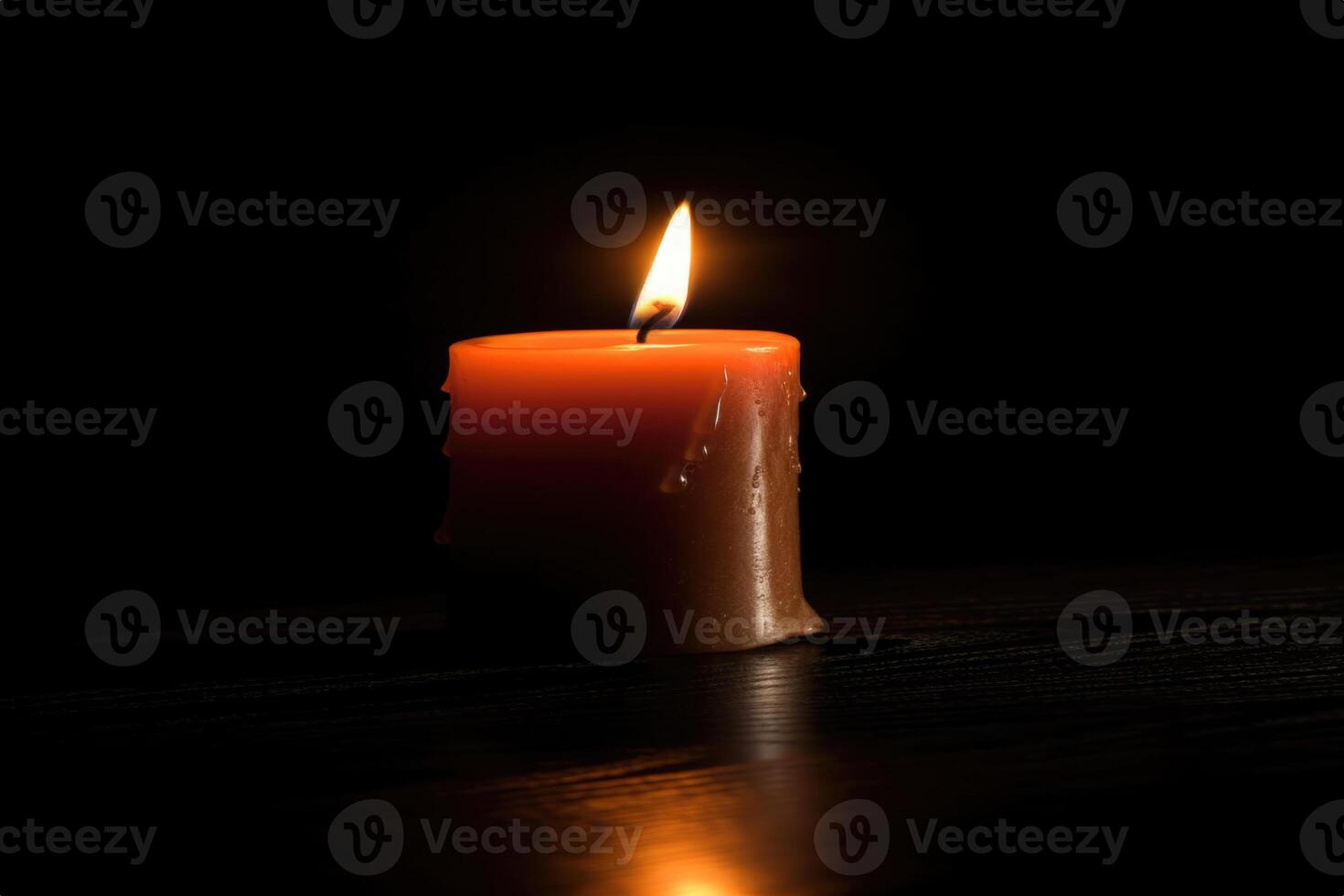Lone lit candle, dark minimalist background, warmth and light, photo