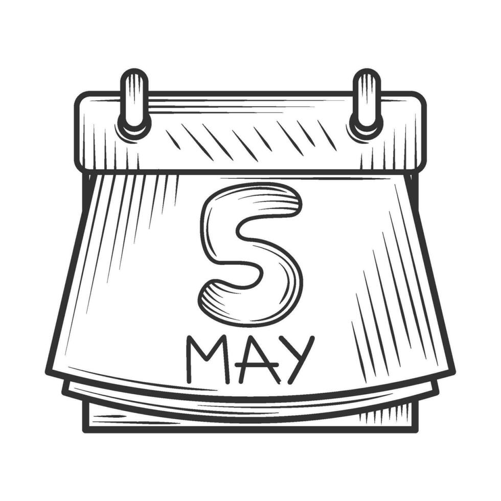 Calendar mexican may five icon isolated vector