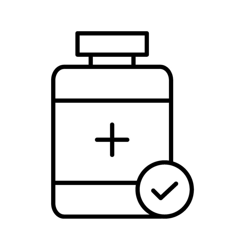 Healthcare medicine bottle line isolated icon vector