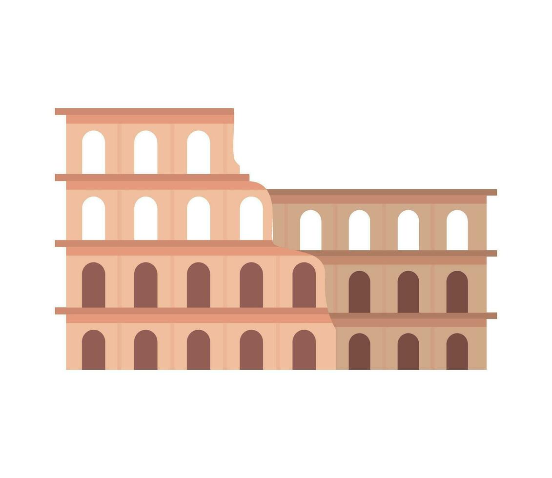 antiguo arquitectura Roma Coliseo icono aislado vector