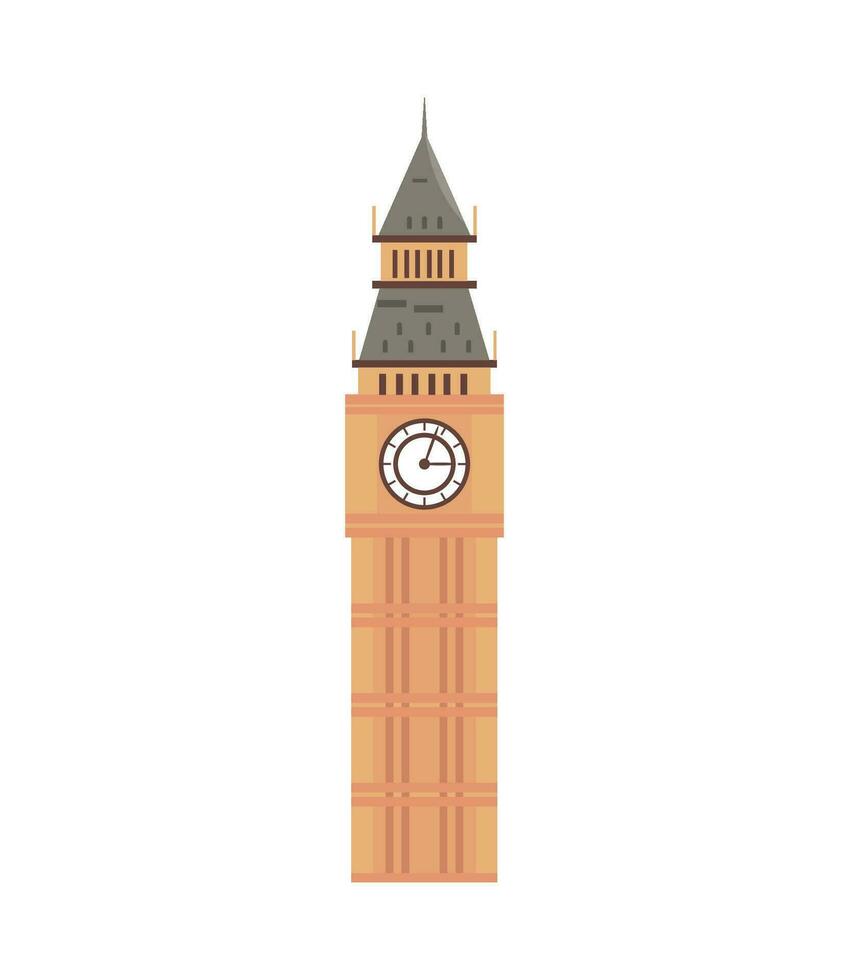 Clock tower symbolizes famous city tourism landmark icon isolated vector