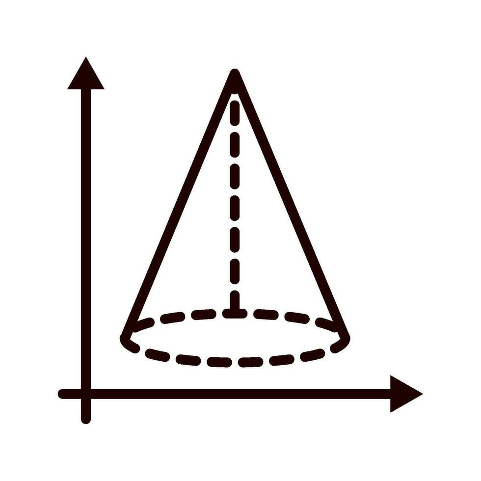 geometría cono figura matemáticas línea icono aislado vector