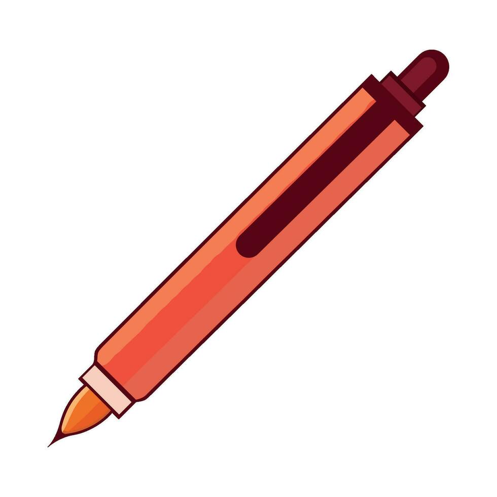 Flat cartoon pen design symbol on white background icon isolated vector