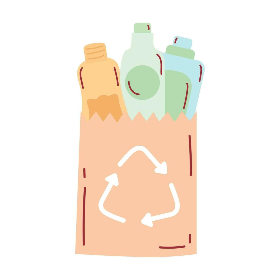 Recycling symbol on plastic bottle icon isolated vector