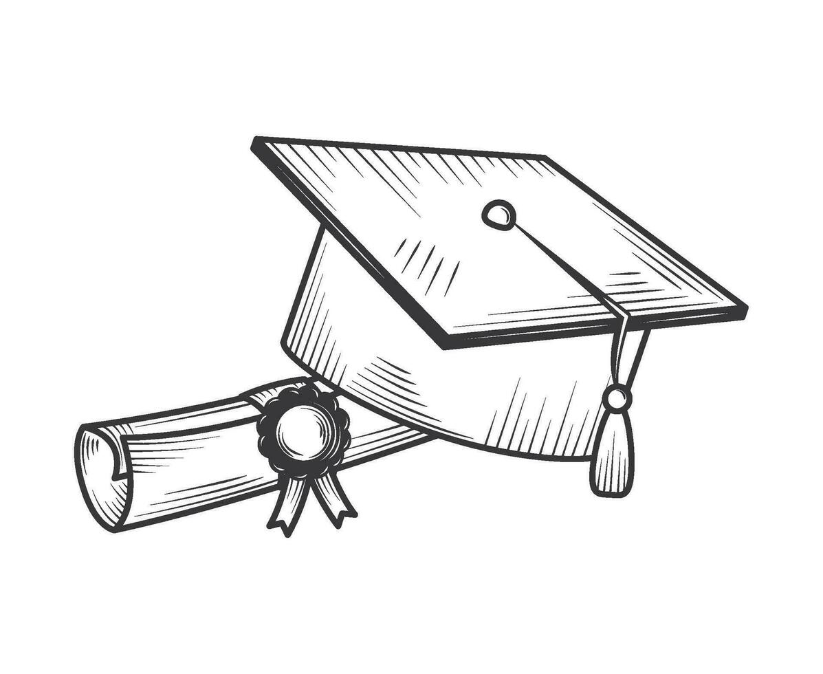 graduation cap and certificate icon isolated vector
