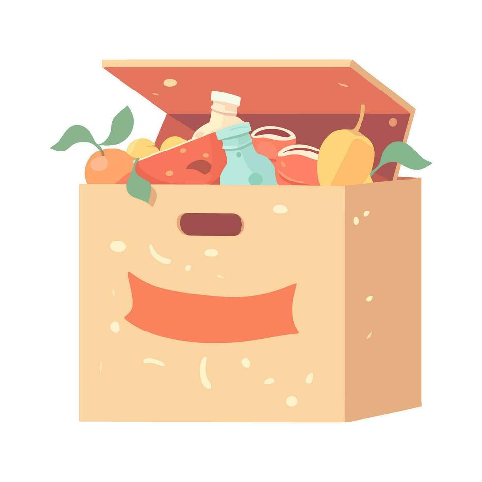 Organic fruits and vegetables in a shopping box icon isolated vector