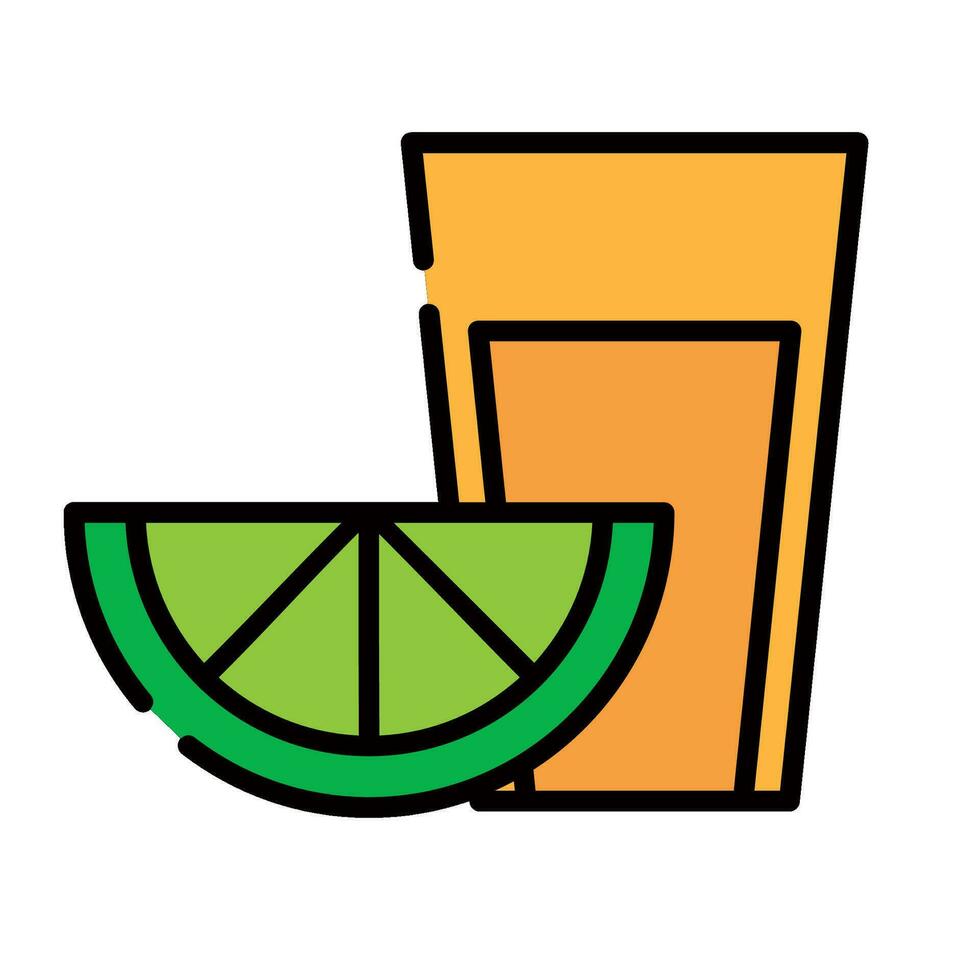 tequila drink and lemon icon isolated vector