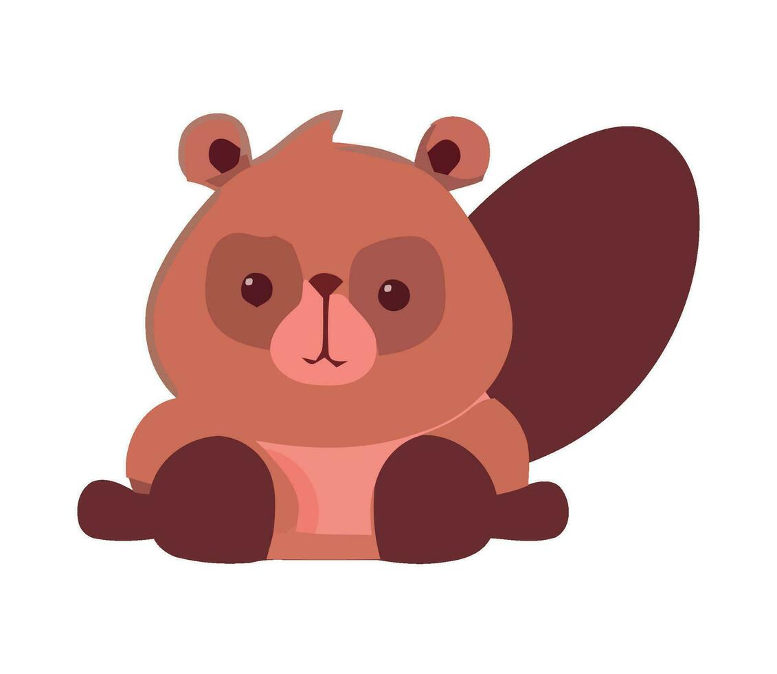 Small, cute, fluffy bear sitting on gift. vector