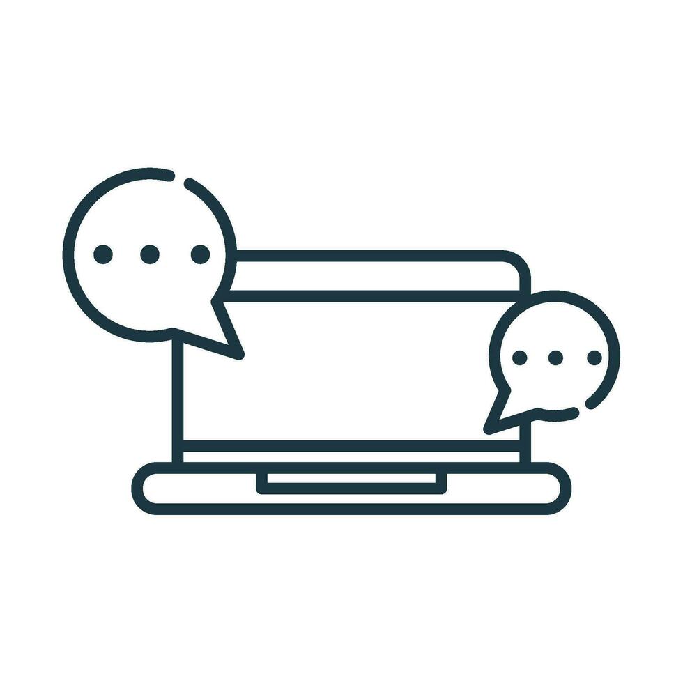 laptop instant messaging line icon isolated vector