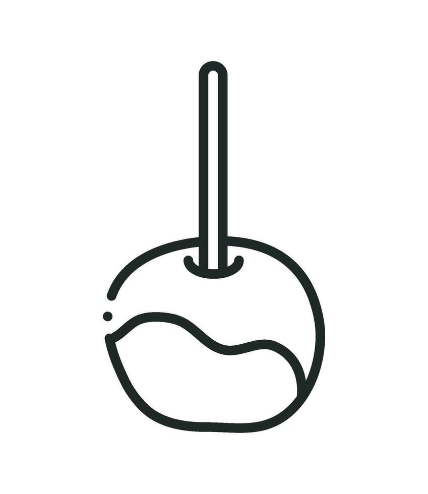 candy apple in stick line isolated icon vector