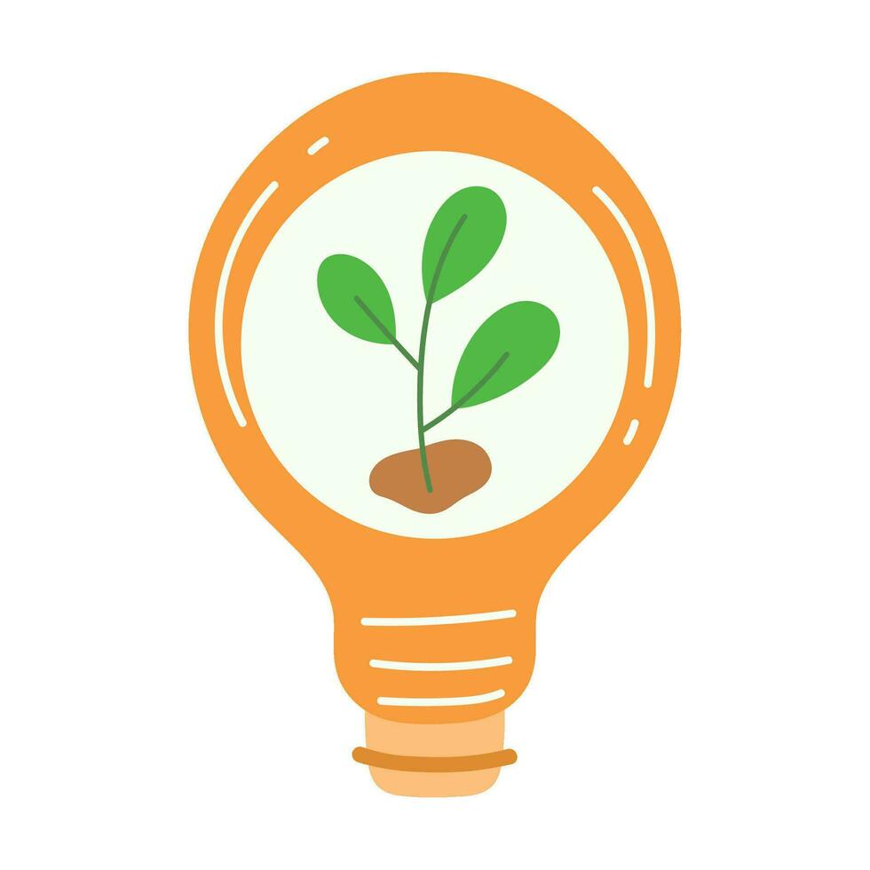Bright light bulb sparks growth in nature icon isolated vector