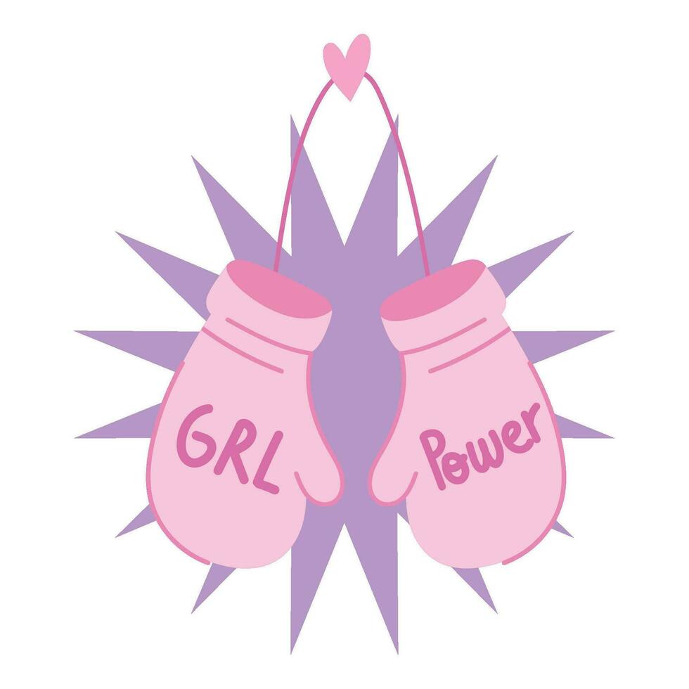 gloves girl power icon isolated vector