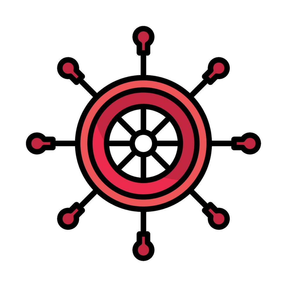 boat steering wheel icon isolated vector