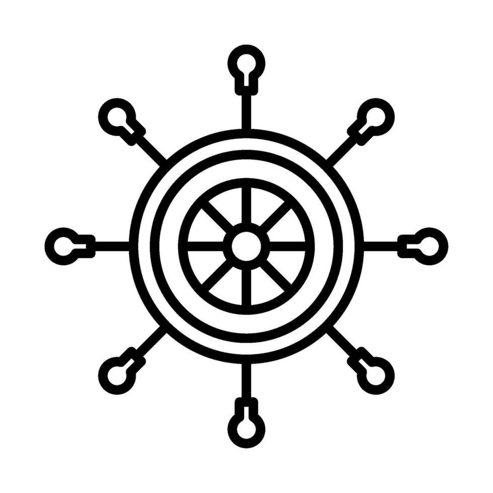 boat steering wheel line icon isolated vector