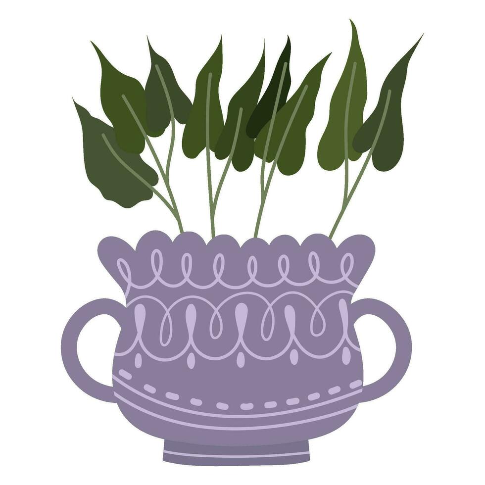 planta en florero, jardinería icono aislado vector