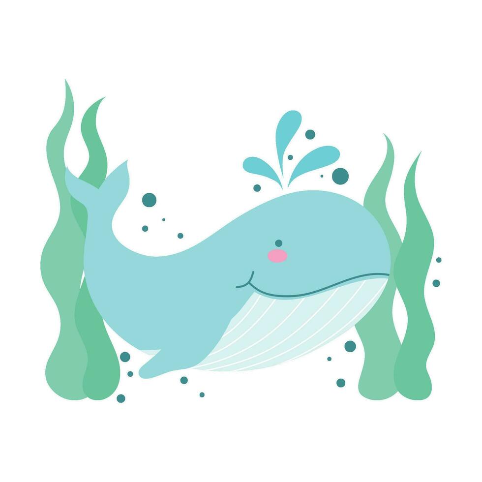 Cute dolphin swimming in water icon isolated vector