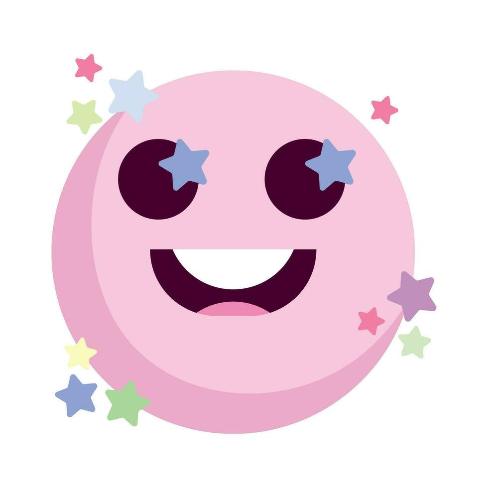 Cheerful cartoon smile emoticon icon isolated vector